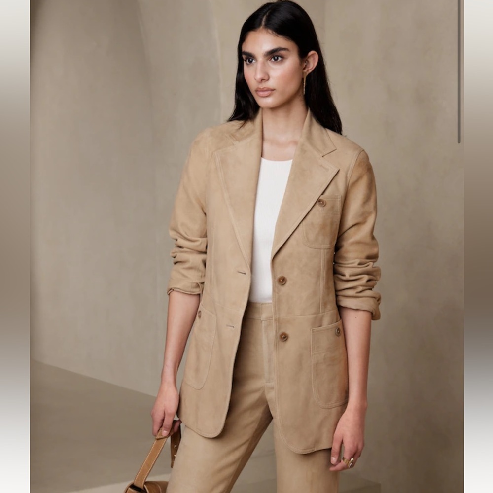NWOT BANANA REPUBLIC BRIAR SUEDE BLAZER LIGHT KHAKI